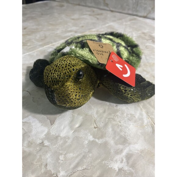 Aurora Plush Sea Turtle Baby Stuffed Animal Toy‎ Green Soft Realistic 7” - Picture 1 of 4